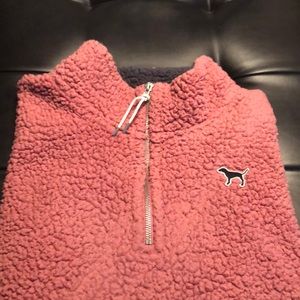 VS PINK Sherpa Pink and Gray Pullover (M)
